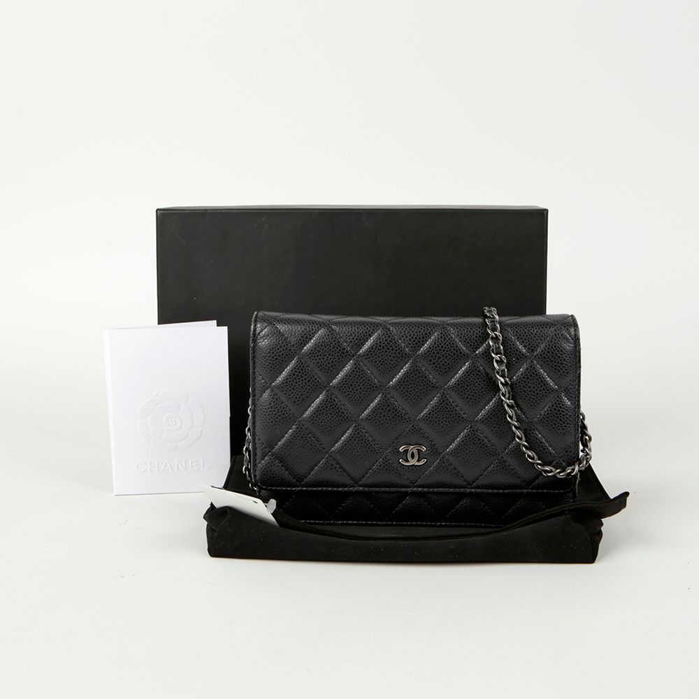 CHANEL Caviar Classic WOC Chain Wallet Crossbody A33814