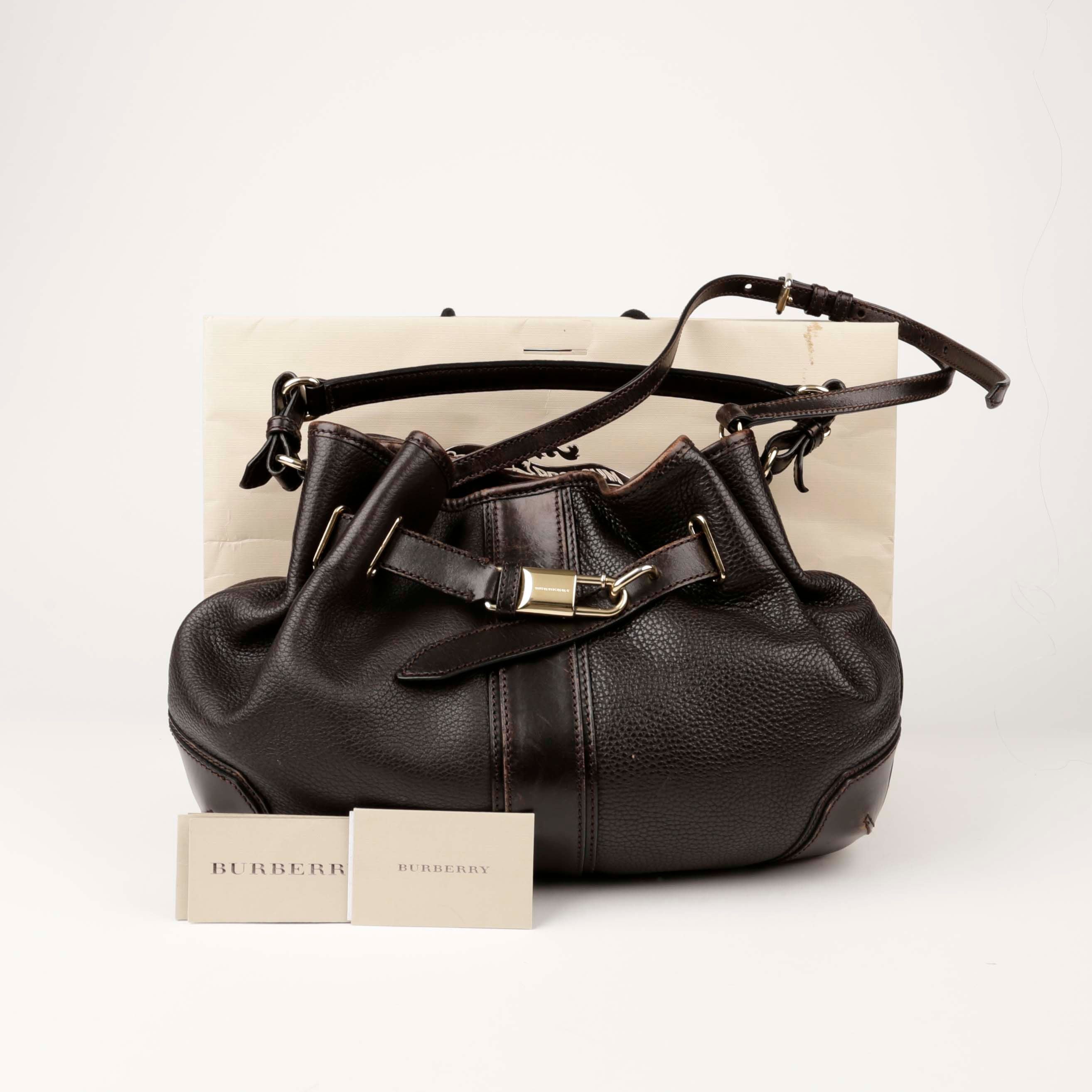 Burberry Brown Leather Hobo Tote Shoulder Bag 3801199