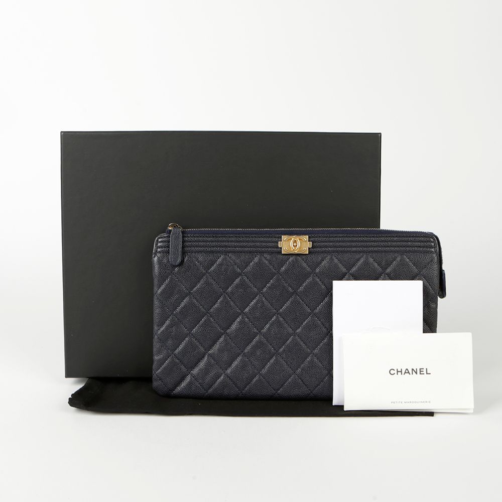 CHANEL Double Pocket Caviar Skin Pouch A80569