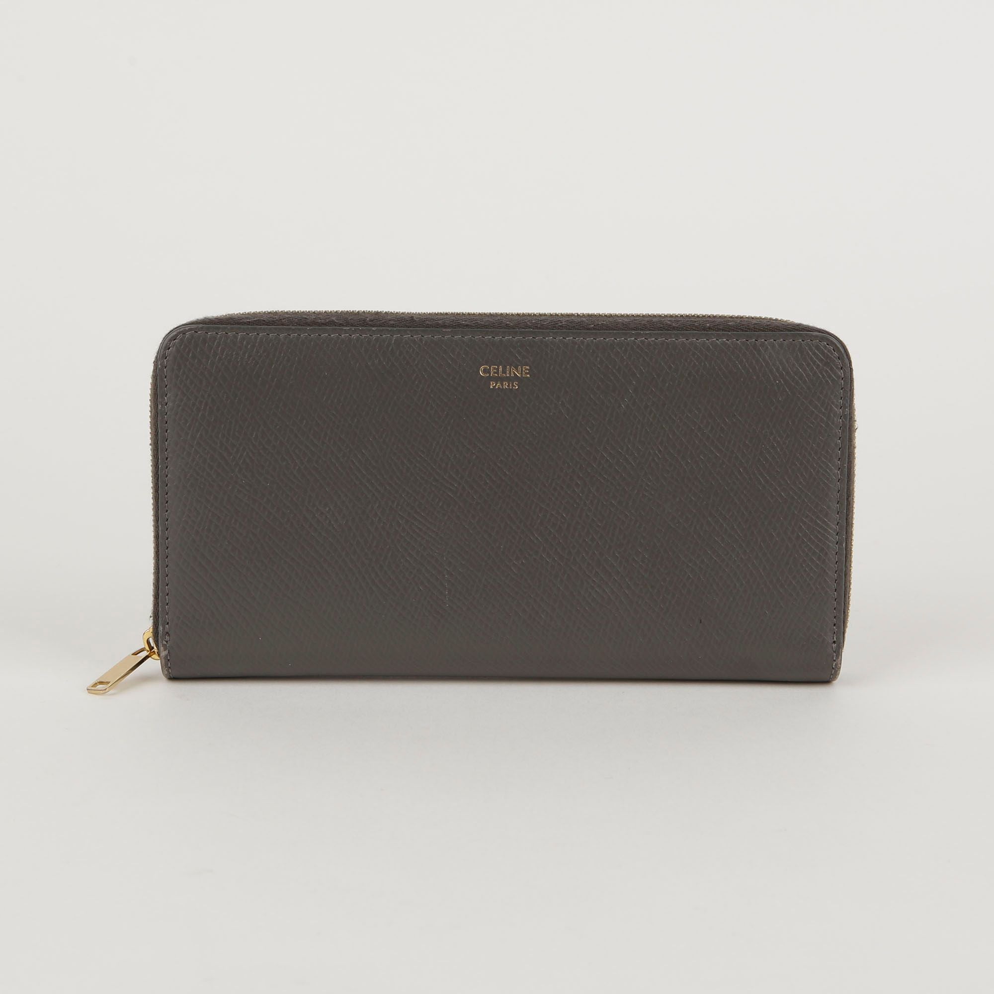 Celine Gray Grain Leather Wallet 10B553