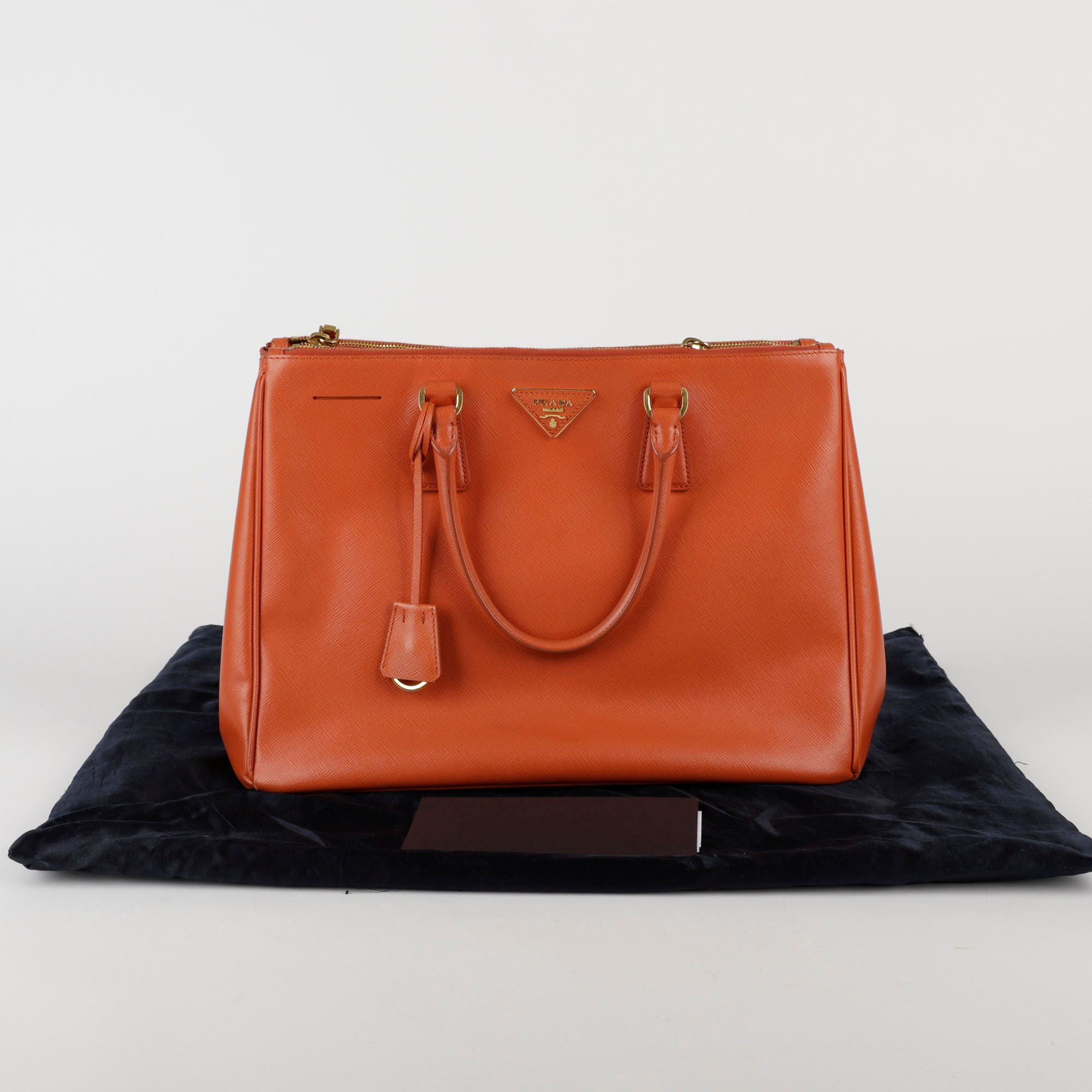 Prada Orange Saffiano Leather Luxe Tote Bag BN1786