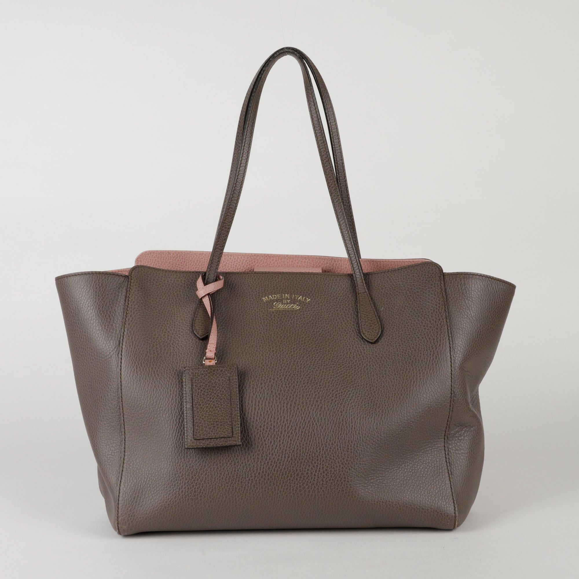 Gucci Grey Leather Swing Shopper Tote Bag 354397