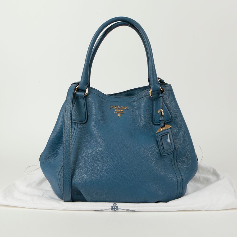 Prada Metal Logo Tote Shoulder Bag B2343M