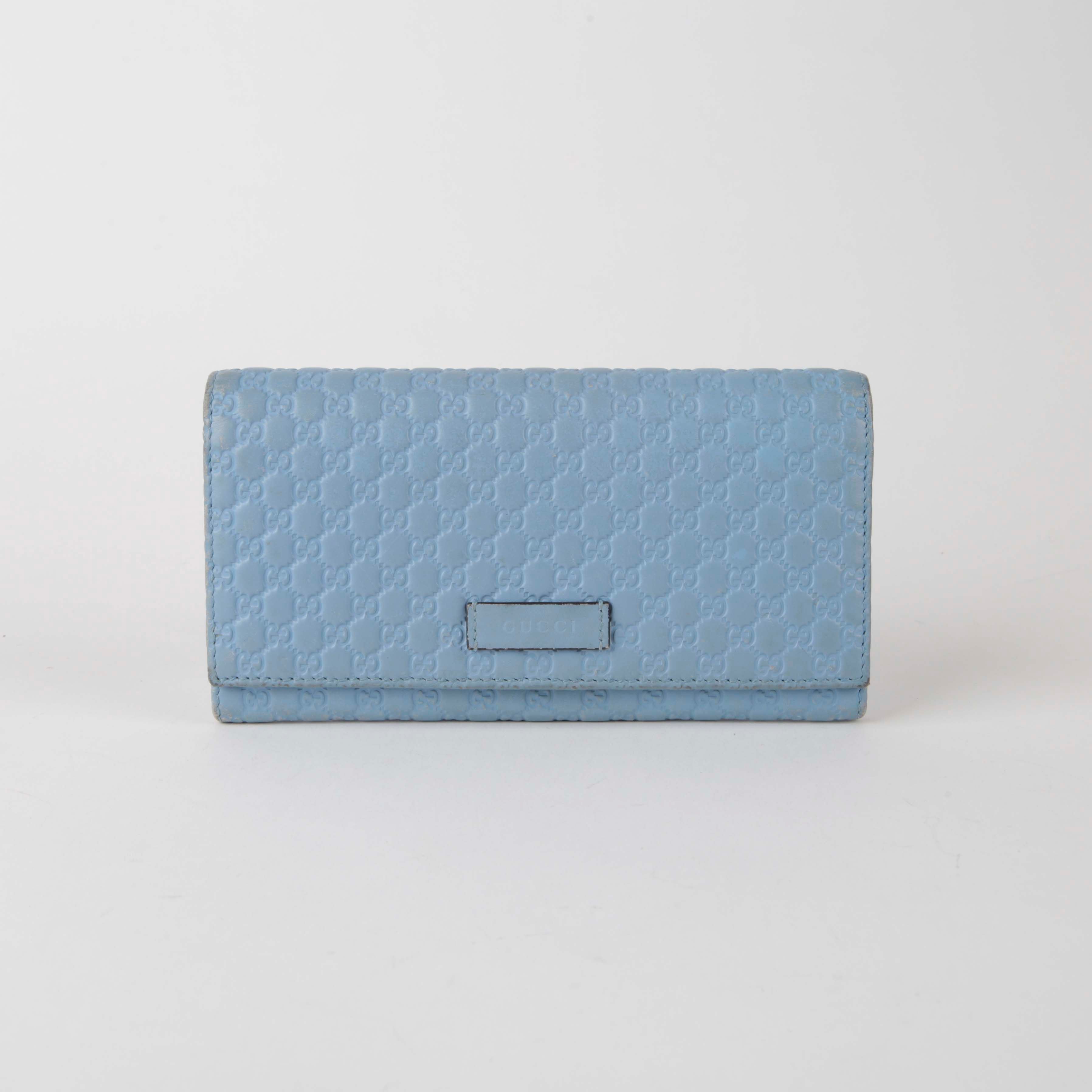 Gucci Blue Microsima Leather Wallet 449396
