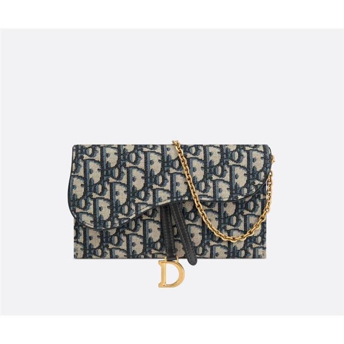 Dior Saddle Chain Wallet with Oblique Fabric S5614CTZQ