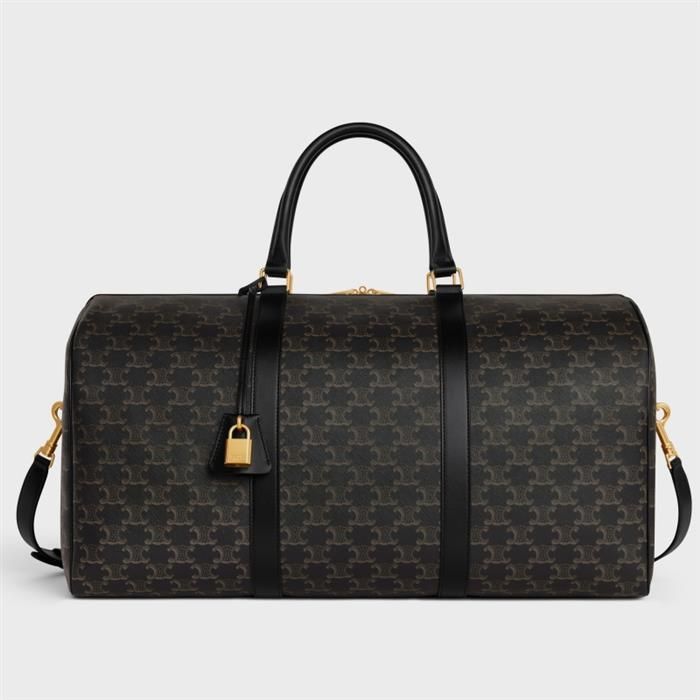 Celine Men's Large Travel Bag Canvas/Calfskin Black 190672CHI 38NO