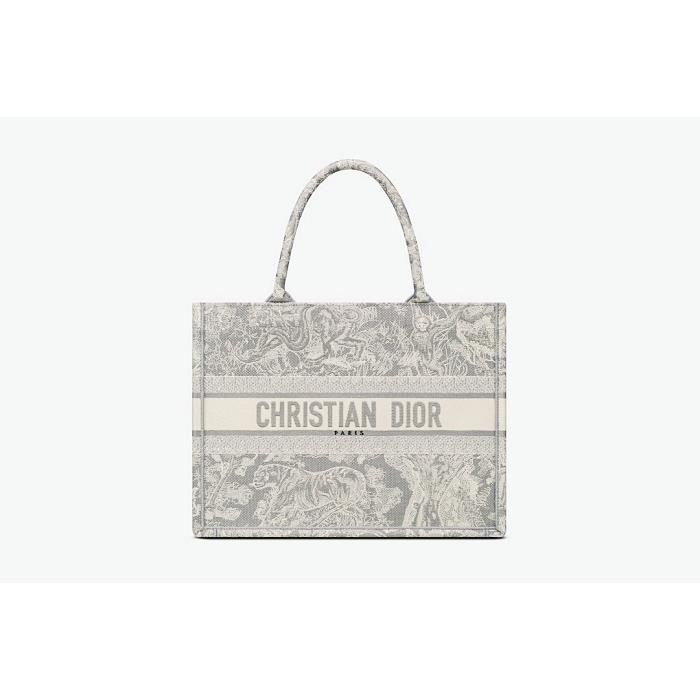 Dior Medium Grey & Ecru Embroidered Tote Bag M1296ZRGO_M20I