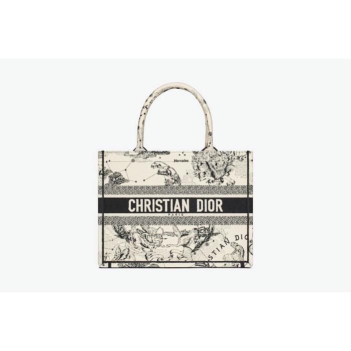 Dior Medium Tote Latte & Black Embroidery M1296ZRHZ_M06E