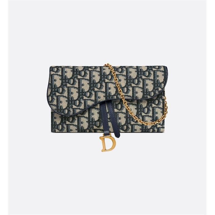 Dior Chain Wallet Blue Saddle 24FW S5614CT