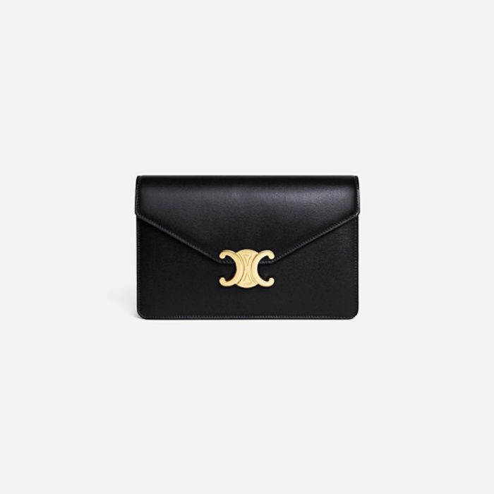 Celine Chain Wallet Shiny Calfskin Black 10L033DPV38NO