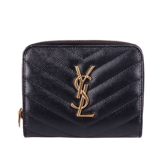 Saint Laurent Zipper Compact Wallet 668288 BOW01