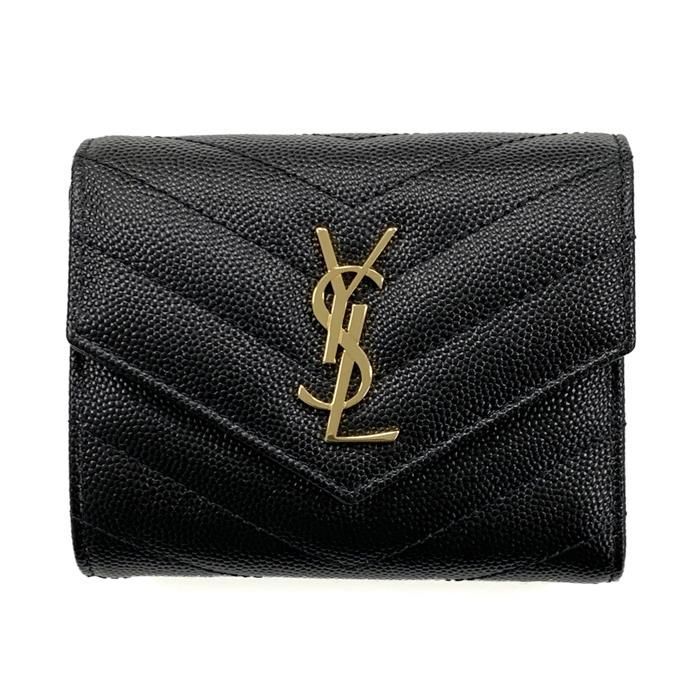 Saint Laurent Monogram Logo Leather Multi-fold Wallet 692061