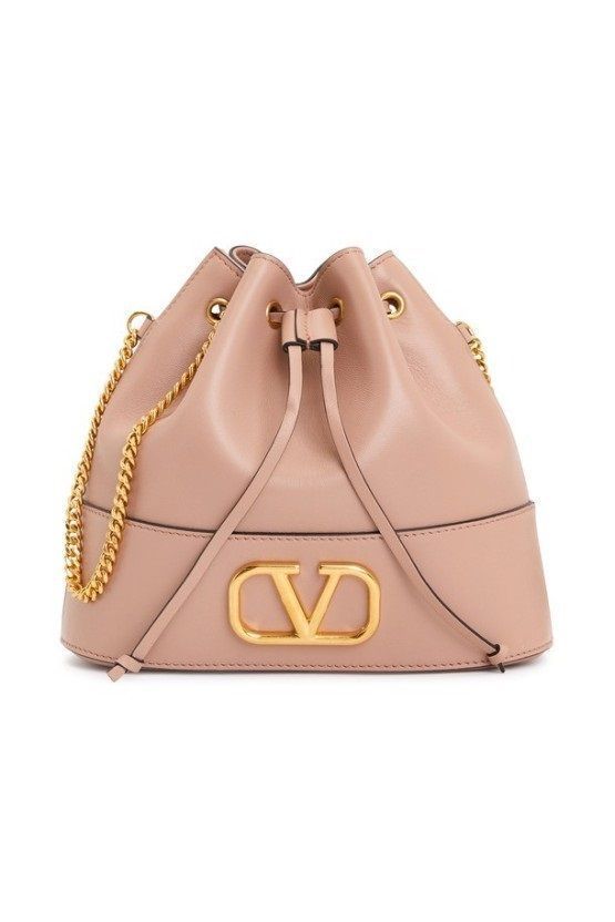 Prada V Logo Chain Bucket Bag Pink P0T83 HPF GF9