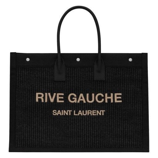 Saint Laurent Canvas Black Ribbed Tote Bag Large 509415 2M21E 1050