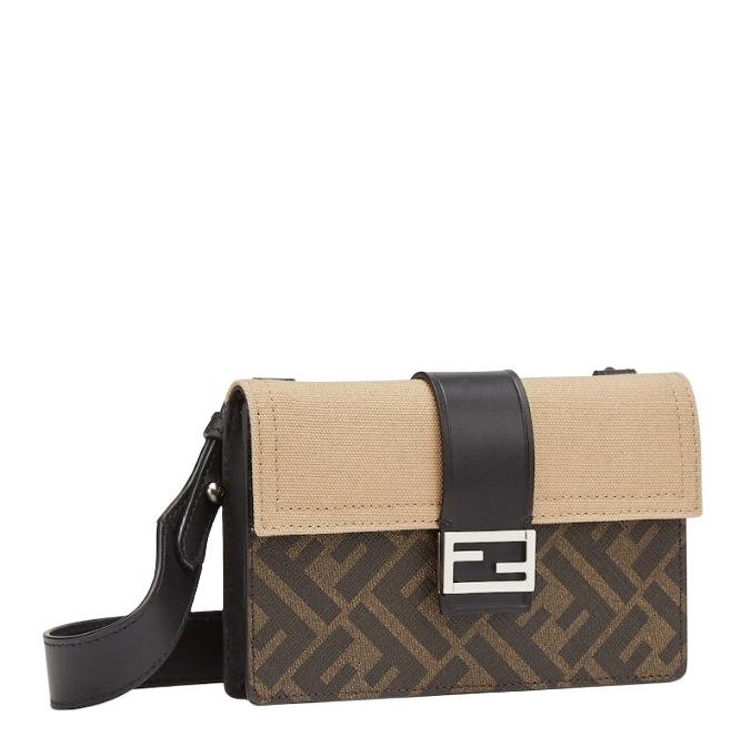 Fendi Brown Cross Shoulder Bag with FF Pattern 7M0295