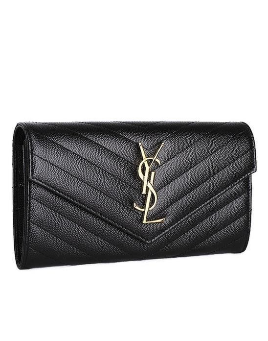 Saint Laurent Monogram Flap Wallet Black 372264 BOW01 1000