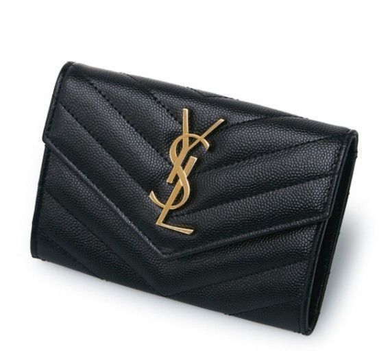 Saint Laurent Monogram Envelope Wallet Gold Trim 414404 BOW01 1000