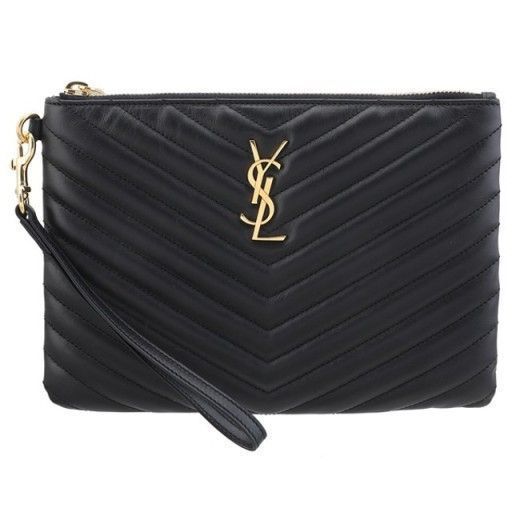 Saint Laurent Monogram Strap Clutch Bag Black Small 379039 CWU01 1000