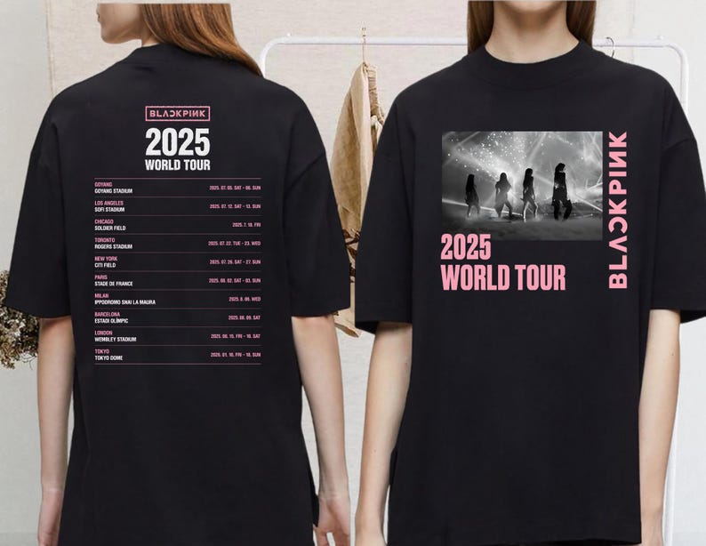 Black Pink World Tour 2025 T-Shirt, Jisoo Jennie Lisa Rose Blink Gift, Black Pink 2025 Concert Tee