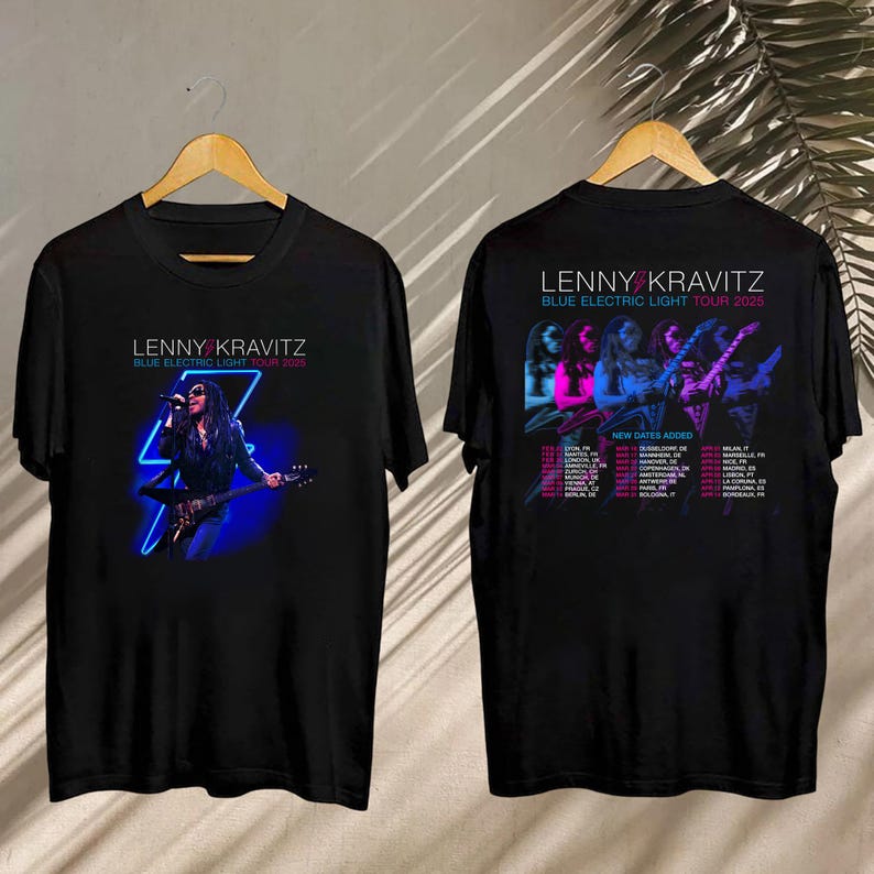 Lenny Kravitz, Lenny Kravitz 2025 ConcerShirt, Lenny Kravitz Blue Electric Light Tour 2025 Tee
