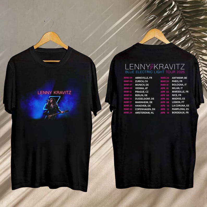 2025 Lenny Kravitz TShirt, Lenny Kravitz Blue Electric Light Tour Tee, Lenny Kravitz Blue Electric Light Tour Shirt