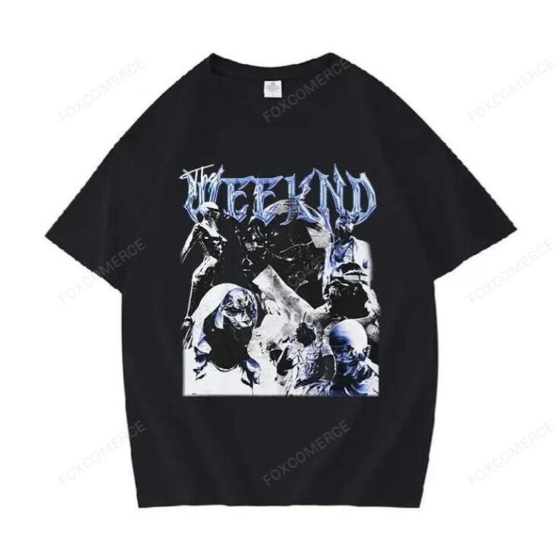 The Weeknd Retro Graphic Shirt For Women, Hip-Hop Gothic Style, Short-Sleeved 100% Cotton Oversized T-Shirt