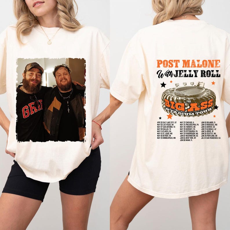 Post Malone Vs Jelly Roll Tour 2025 T-Shirt SweatShirt/ Hoodie, Post Malone Big Ass Stadium Tour Shirt, Post Malone Fan Gift