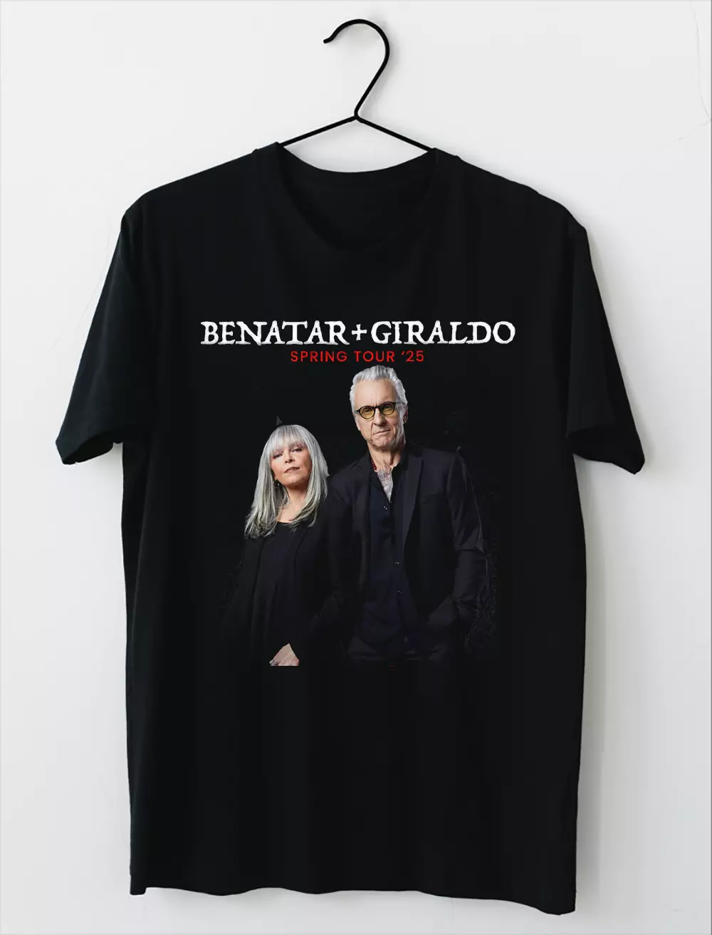 Benatar Neil Giraldo 2025 Black Short Sleeve All Size Shirt
