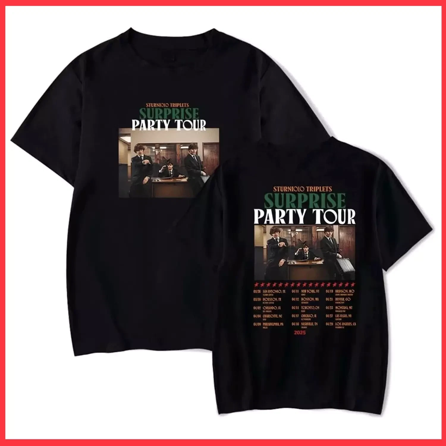 Sturniolo Triplets 2025 Surprise Party Tour Merch Shirt
