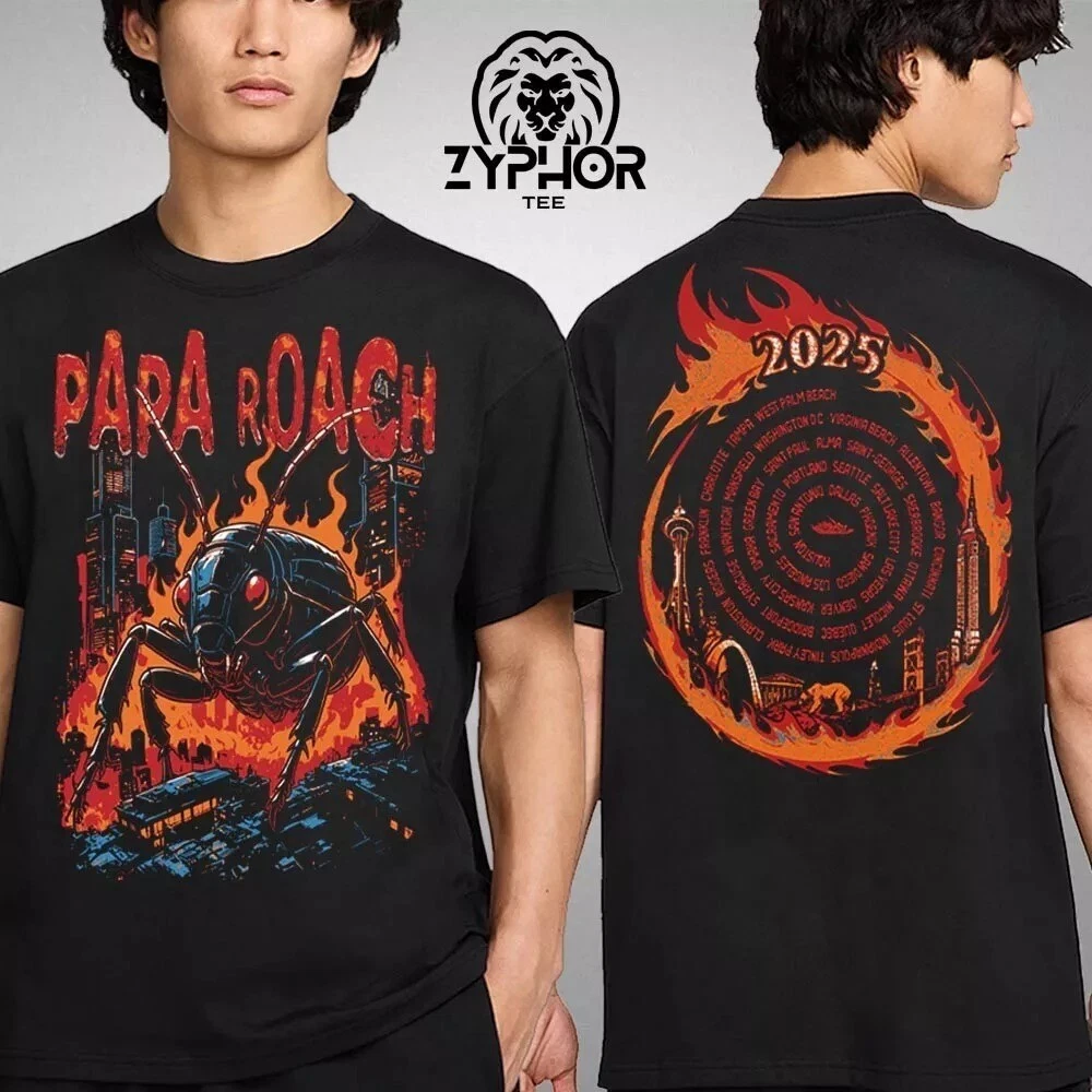Papa Roach The Roachzilla 2025 North American Tour T-Shirt