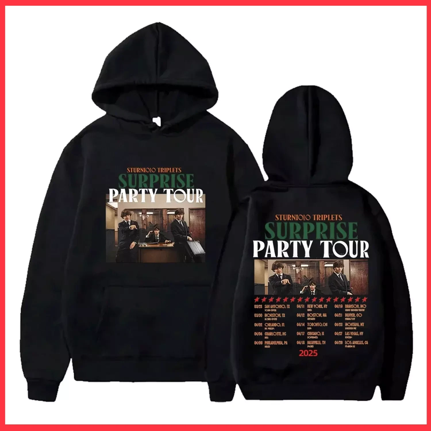 Sturniolo Triplets 2025 Surprise Party Tour Merch Hoodie