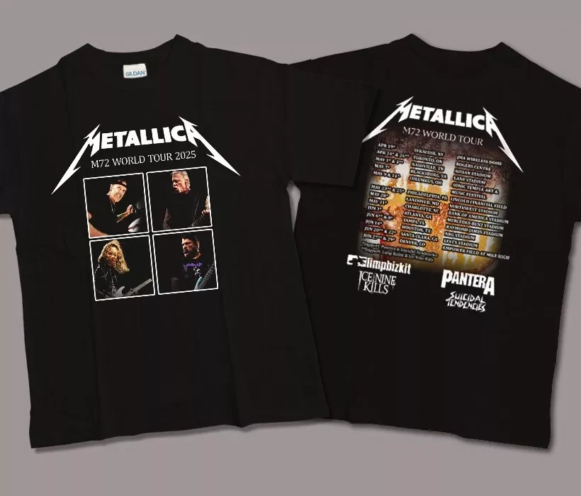 Metallica M72 World Tour 2025 T-Shirt Cotton Black Gift All Size