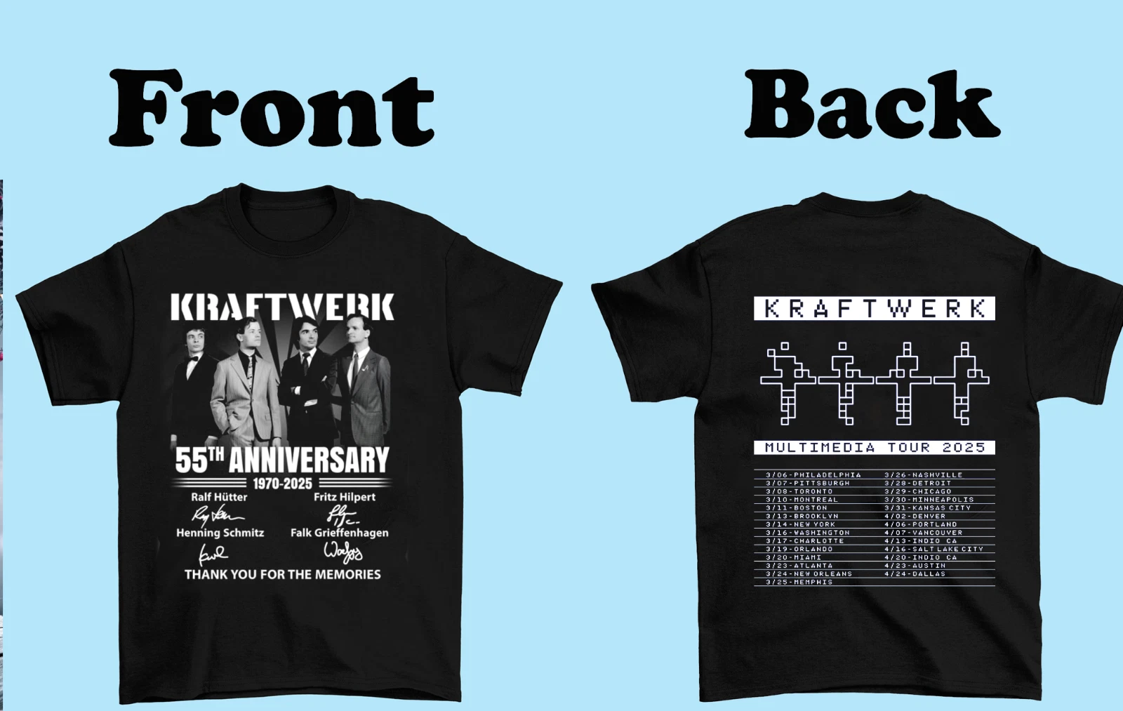 Kraftwerk Multimedia Tour 2025 Thank You For The Memories Shirt
