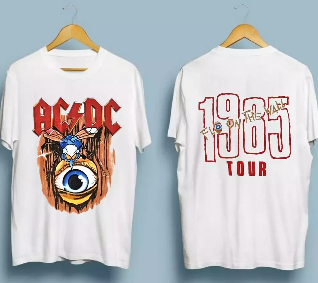 Acdc 1985 Fly On The Wall Tour White Unisex All Size T-Shirt