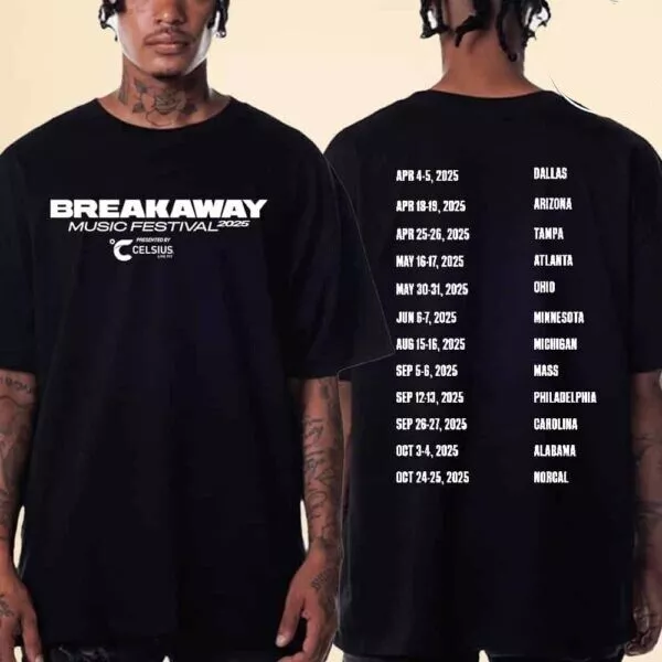 Breakaway Music Festival Dates List 2025 Two Sides Merch Unisex T-Shirt