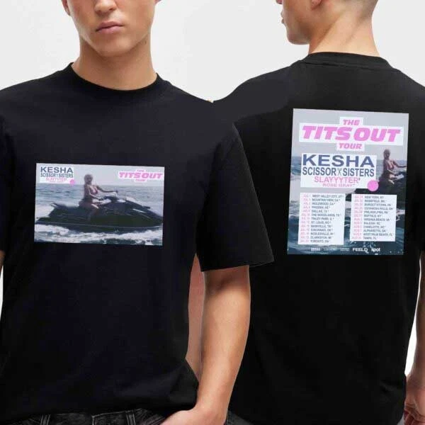 Kesh/A The Tits Out Tour Dates 2025 Party Naked Scissor S Slayer R Gray T-Shirt