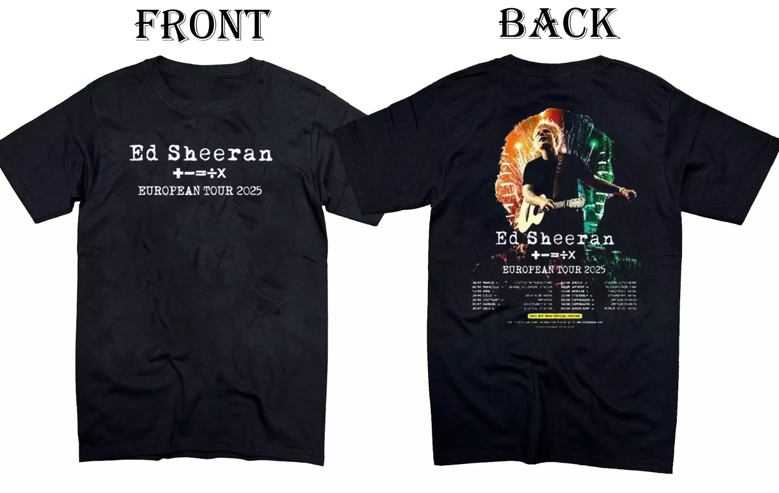 Ed Sheeran Tour 2025 Gift For Fan Unisex 2-Sides T-Shirt