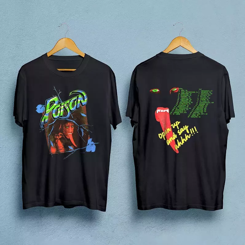 Vintage 80S Poison Open Up And Say Ahh Banned 1988 Tour Concert Band T-Shirt