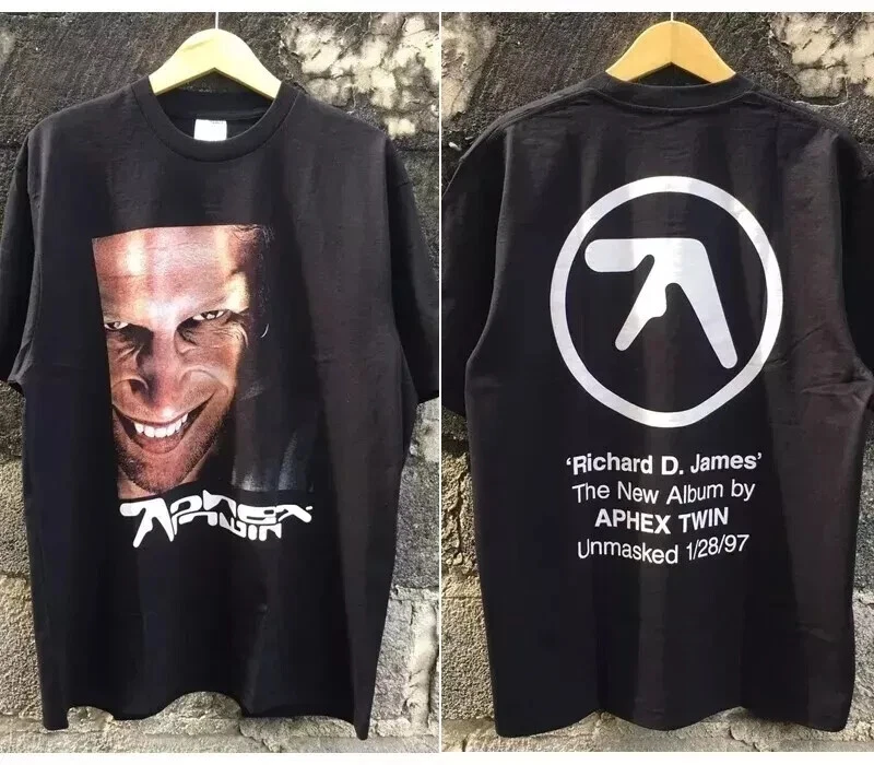 Aphex Twin Big Face 90'S Basic Black Unisex 2 Side Shirt Reprint