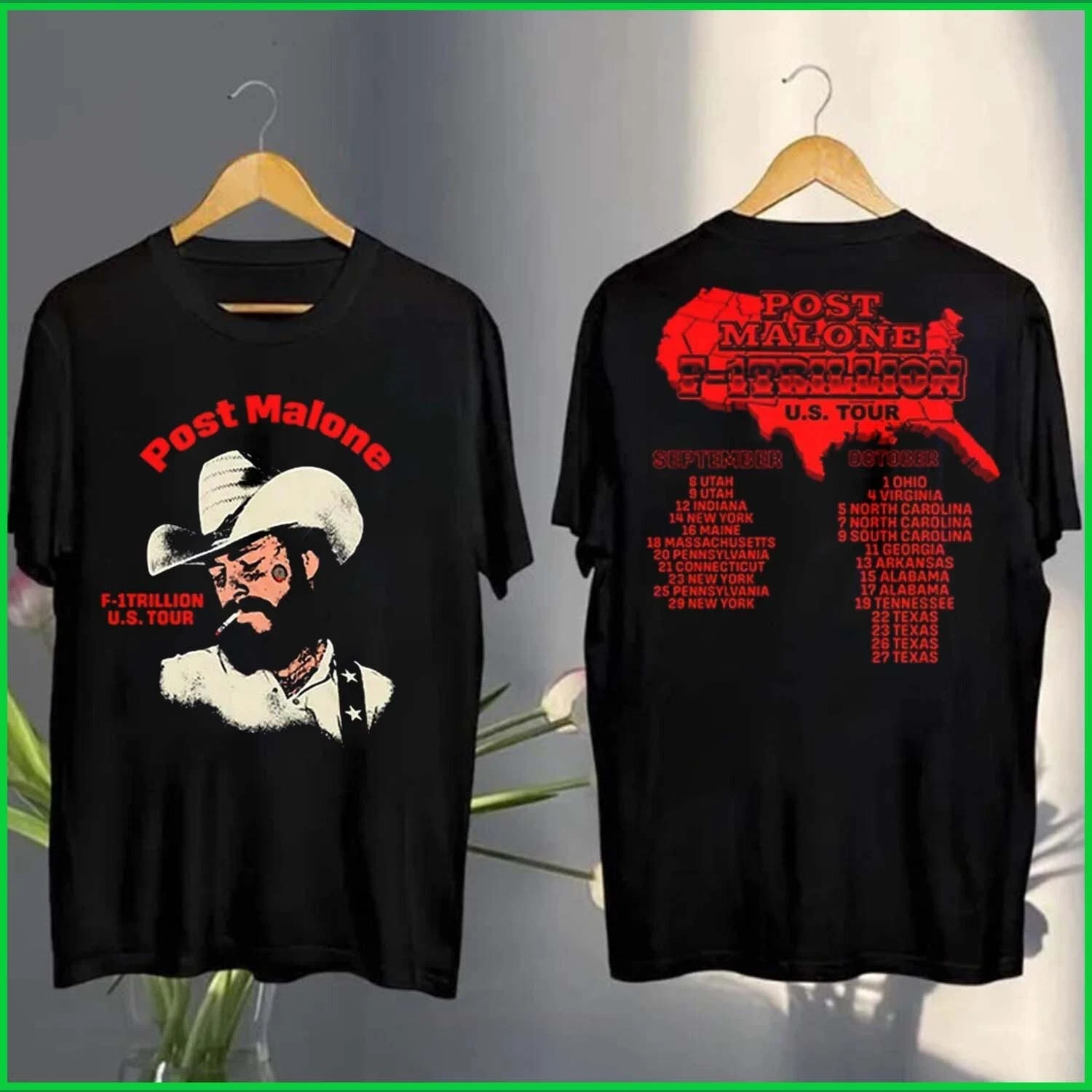 Post Malone F-1 Trillion Us Tour 2025 Tour Dates Two Sides T-Shirt