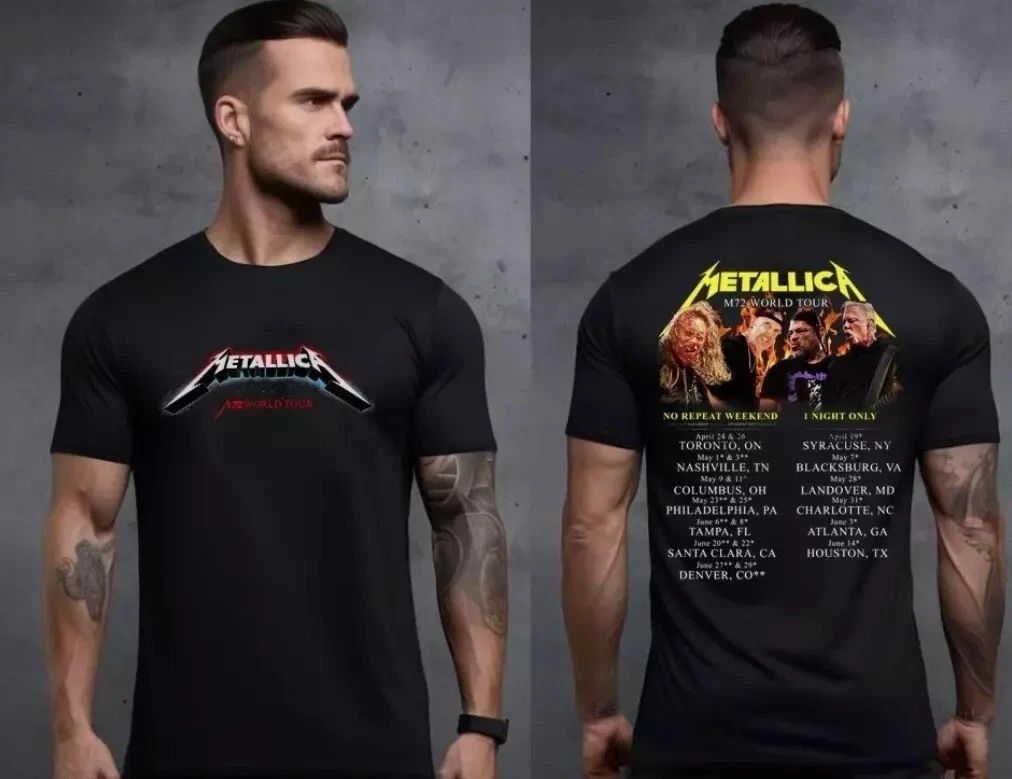New  Metallica M72 World Tour Date 2025 Shirt Gift Fan Men Women