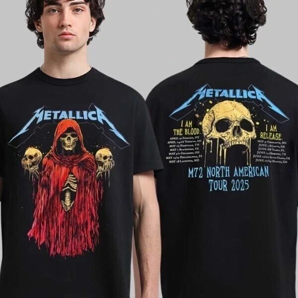 Metallica M72 Na Tour 2025 Tour Dates Skeleton Witch I Am The Blood Unisex Shirt