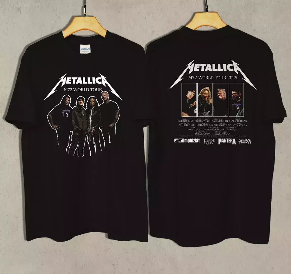 Metallica M72 World Tour 2025 T-Shirt Cotton Black Gift All Size