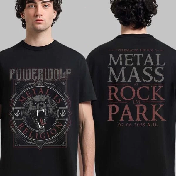 New Powerwolf Holy Metal Rock Im Park 2025 Tour Tee Two Sided S-4Xl Fan Gift
