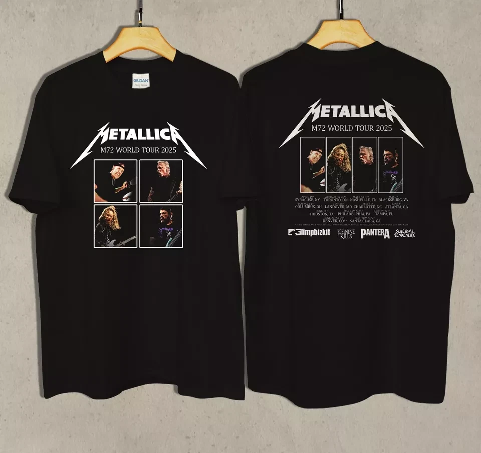 Metallica M72 World Tour 2025 T-Shirt Cotton Black Gift All Size