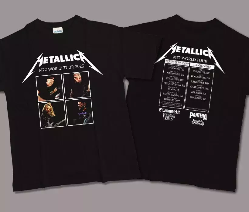 Metallica M72 World Tour 2025 T-Shirt Cotton Black Gift All Size
