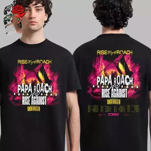 Papa Roach And Rise Against Rise Of The Roach Tour 2025 Tour Dates T-Shirt