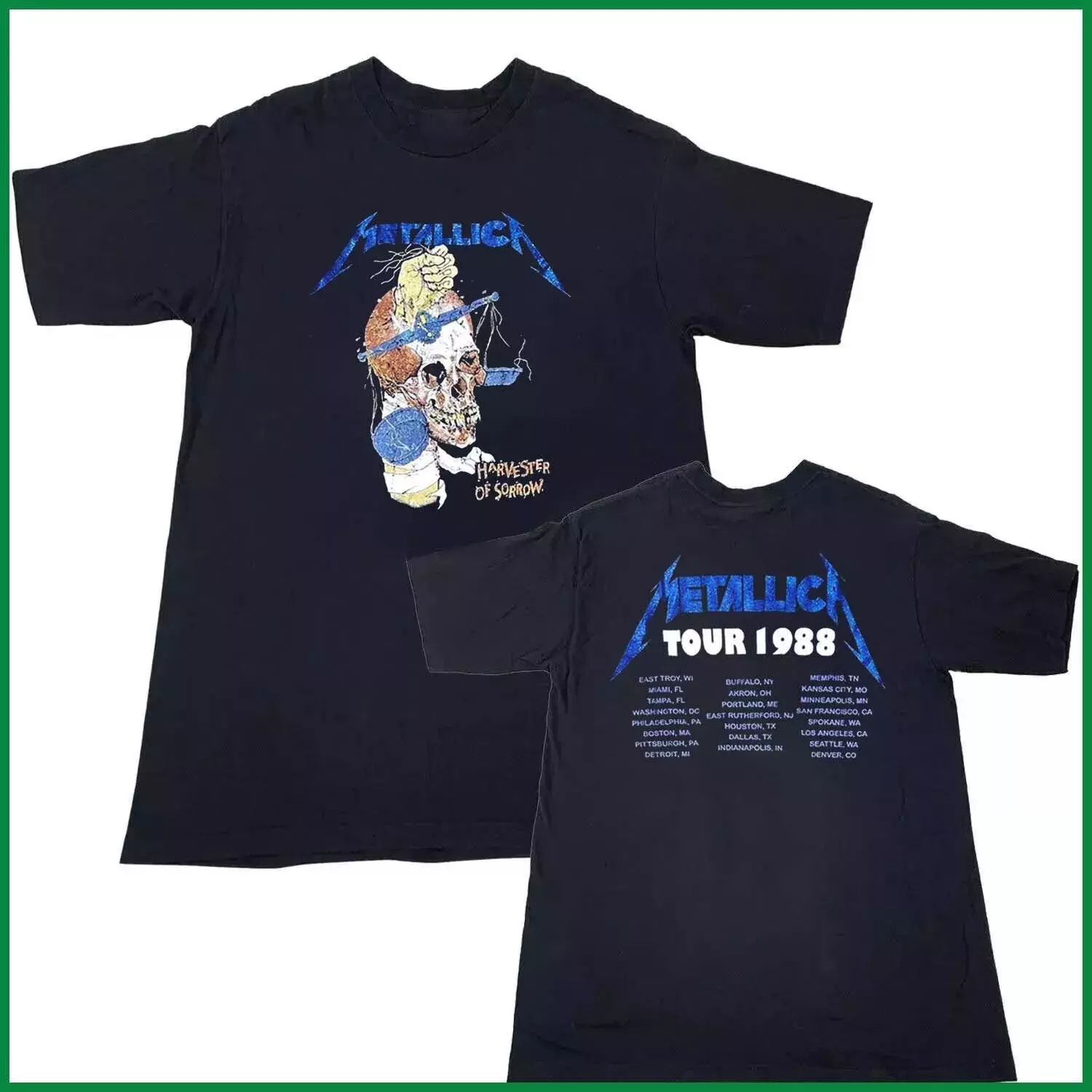 Metallica 1988 Tour Concert Vintage Unisex T-Shirt Size
