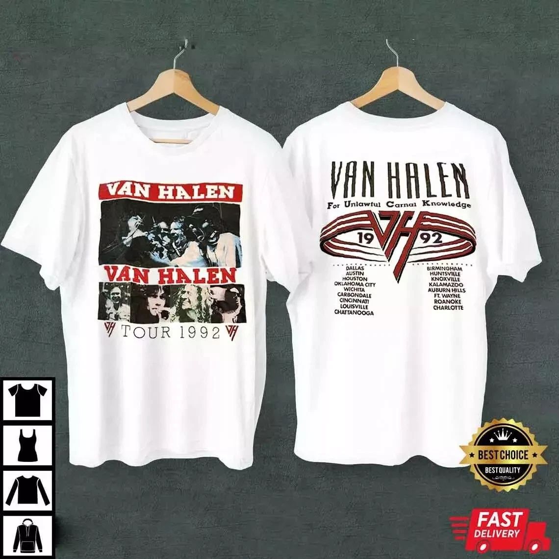 Vintage Van Halen Tour 1992 T-Shirt Unisex Gift For Men Women All Size