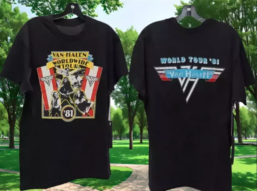 Van Halen Vintage Tour T-Shirt 1981 World 1984 Concert Band Tee 90S Rock